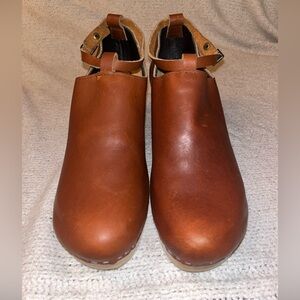 NO. 6 NWOT Palomino Leather Heel Wooden Clog in Cognac SZ EU42 US 11 Boho